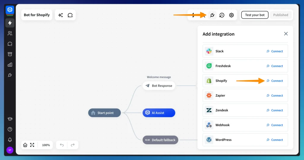 Integrate ChatBot with Shopify